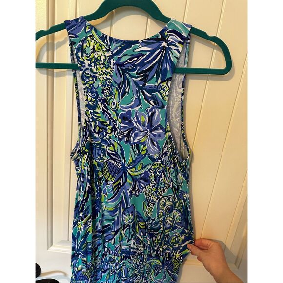Lilly Pulitzer Paulina Blue V-Neck Sneak a Beak Drawstring Jumpsuit Size XS - Picture 9 of 10